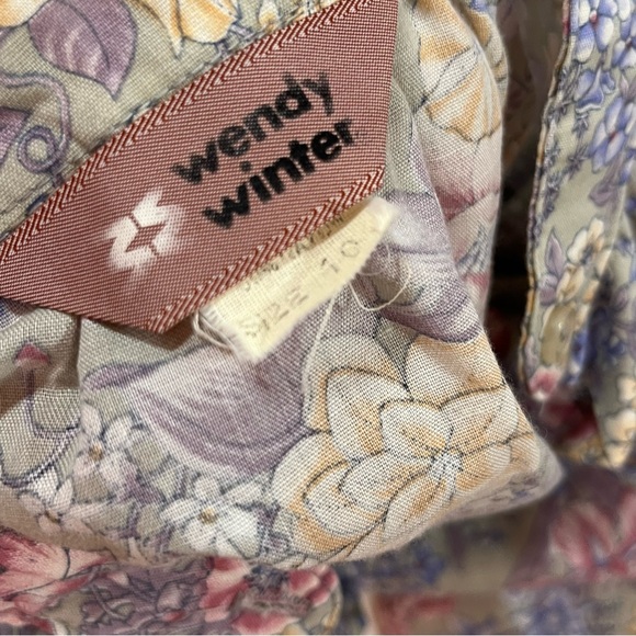 Vintage 70 80 Retro Victorian pastel floral Prairie Grey High waist Skirt set - Picture 17 of 17